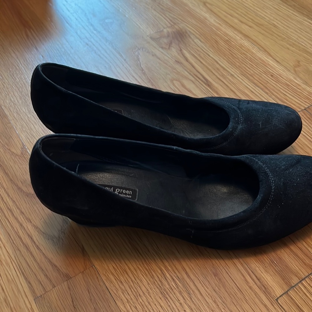 Paul Green black suede wedges